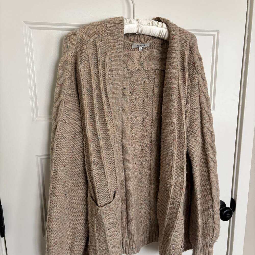 Madewell Marled Panelstitch Chunky Grandpa Open Front Cardigan Sweater - Picture 2 of 6
